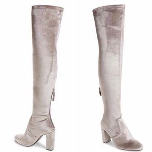 Steve Madden over the knee grey velvet boots